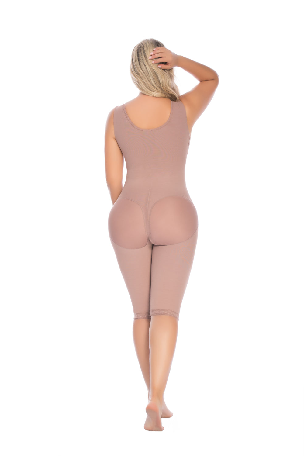Knee-length shape wear with built-in bra 09052